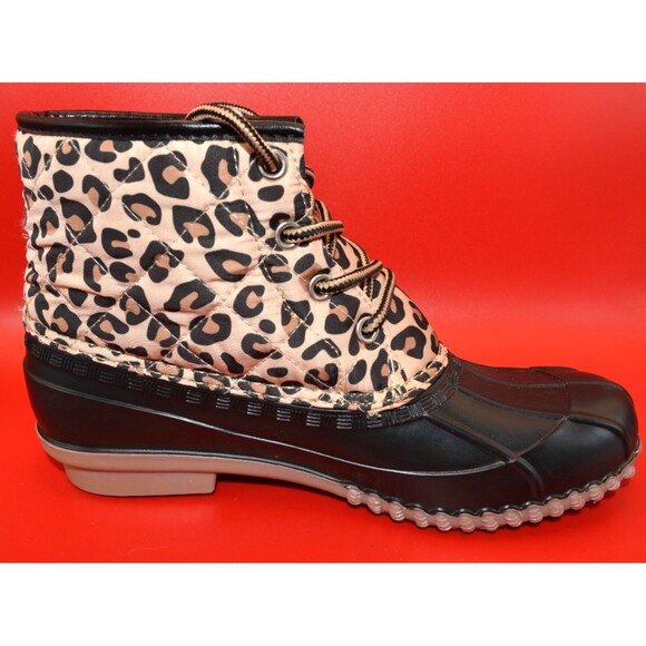 Magellan Outdoors Youth Duck Boots Size 6 Leopard Print Waterproof Winter Rain - Picture 6 of 10